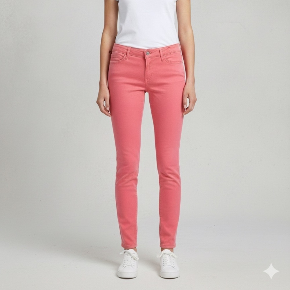 Calvin Klein Coral Pink Skinny Pants | Mid Rise Stretch Slim Fit | Sz 8